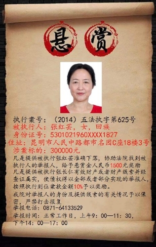 五华区人民法院执行悬赏公告 中国科学网www.minimouse.com.cn
