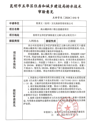 10昆明市五华区住房和城乡建设局关于对正义路与庆云街交叉口高山铺多肉口袋公园建设项目排水技术审验意见