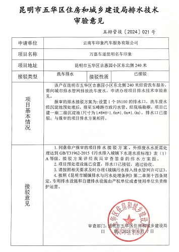 21昆明市五华区住房和城乡建设局关于对吉惠园小区东北侧240米万嘉车道昆明名车印象排水技术审验意见