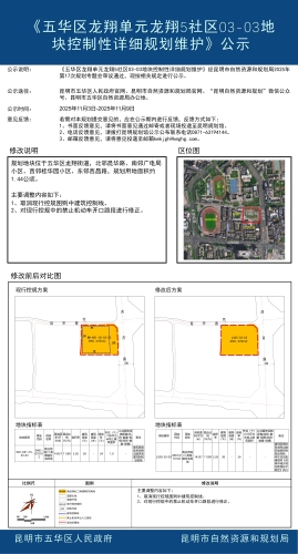 (以此为准)《五华区龙翔单元龙翔5社区03-03地块控制性详细规划维护》公示