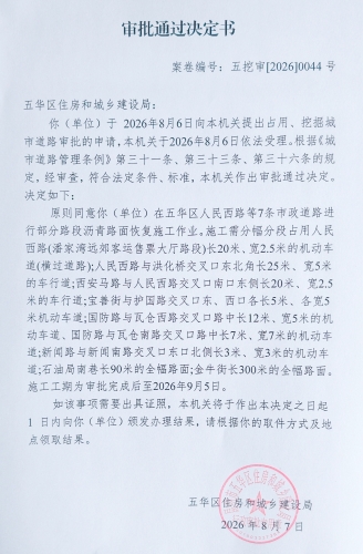 审批通过决定书（五挖审【2026】0044号)